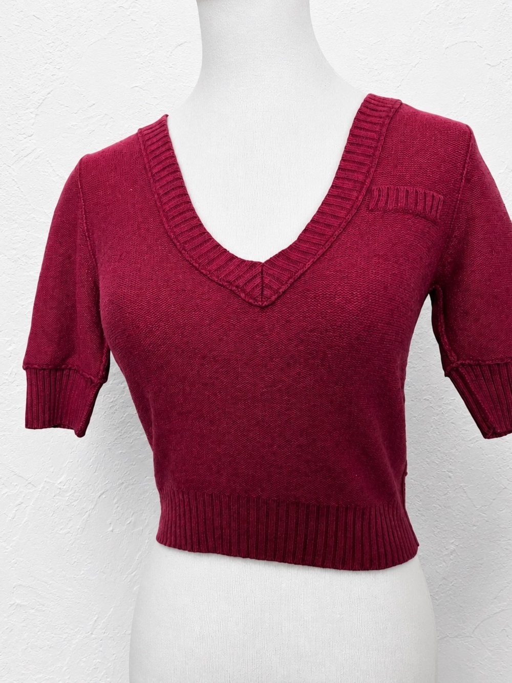 American Eagle Burgundy Cropped Knit Sweater Top | Cottagecore Fairycore S